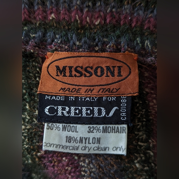 Vintage Missoni wool and mohair cardigan. Jewel tone leaf knit. "Missoni. Made f - Picture 8 of 15